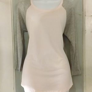 American Eagle 3/4 sleeve tee, pink & grey sz XL